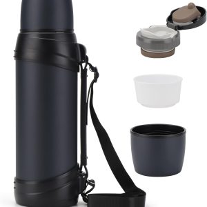 84oz/2.5L Large Coffee Thermoses for Travel Stainl Large Flask with Handle for Hiking Fishing Camping