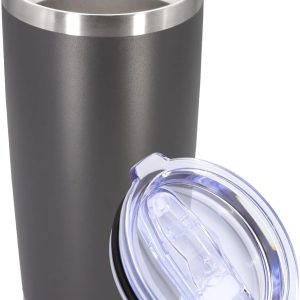 20oz Tumbler Stainl Tumbler Cup with Lid Vacuum Insulated Double Wall Travel Mug, Durable Powder Coated Travel Coffee Tumbler Mug for Hot & Cold Drinks, Grey,1 Pack